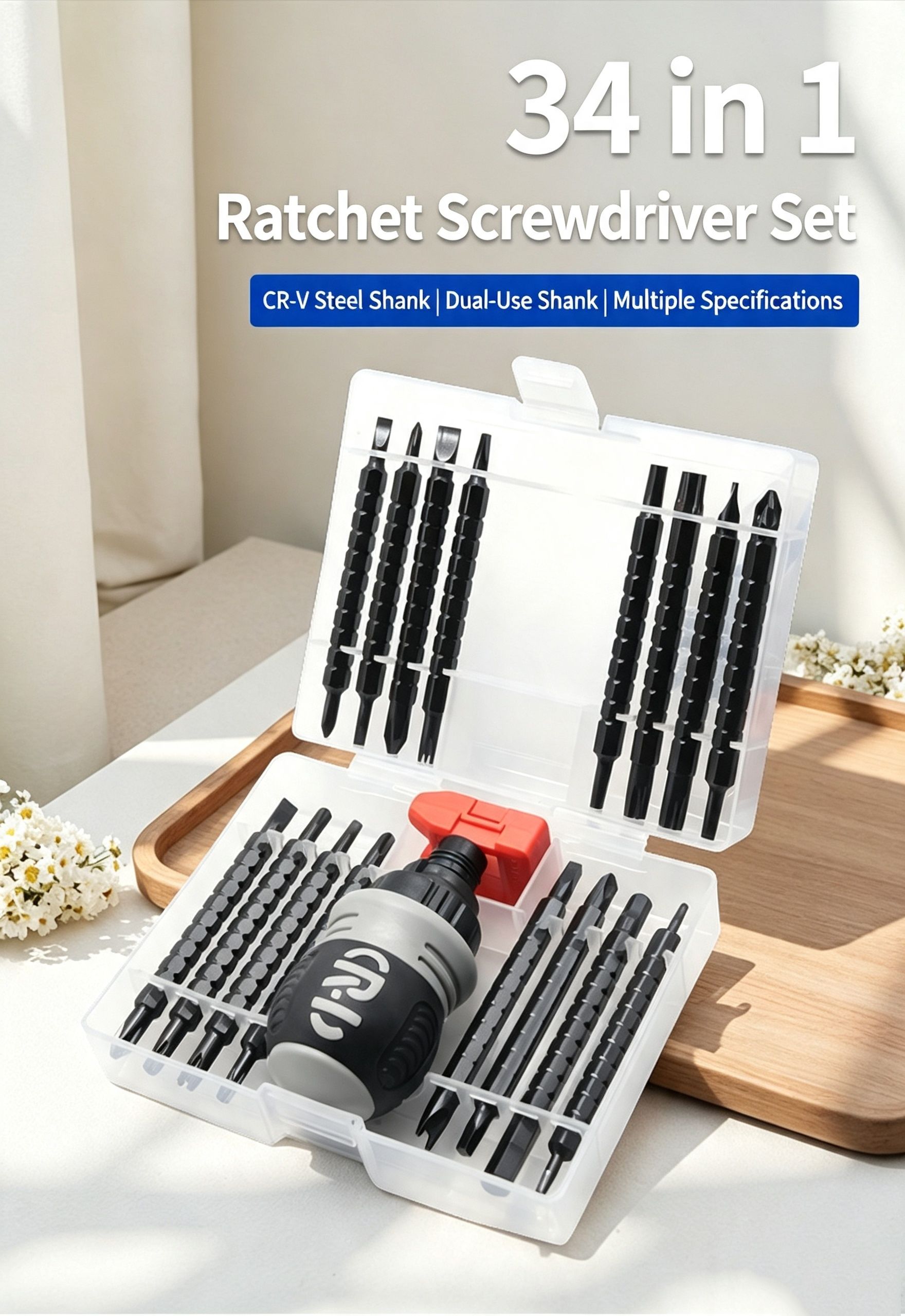 34 in one ratchet screwdriver set (boxed) view 2