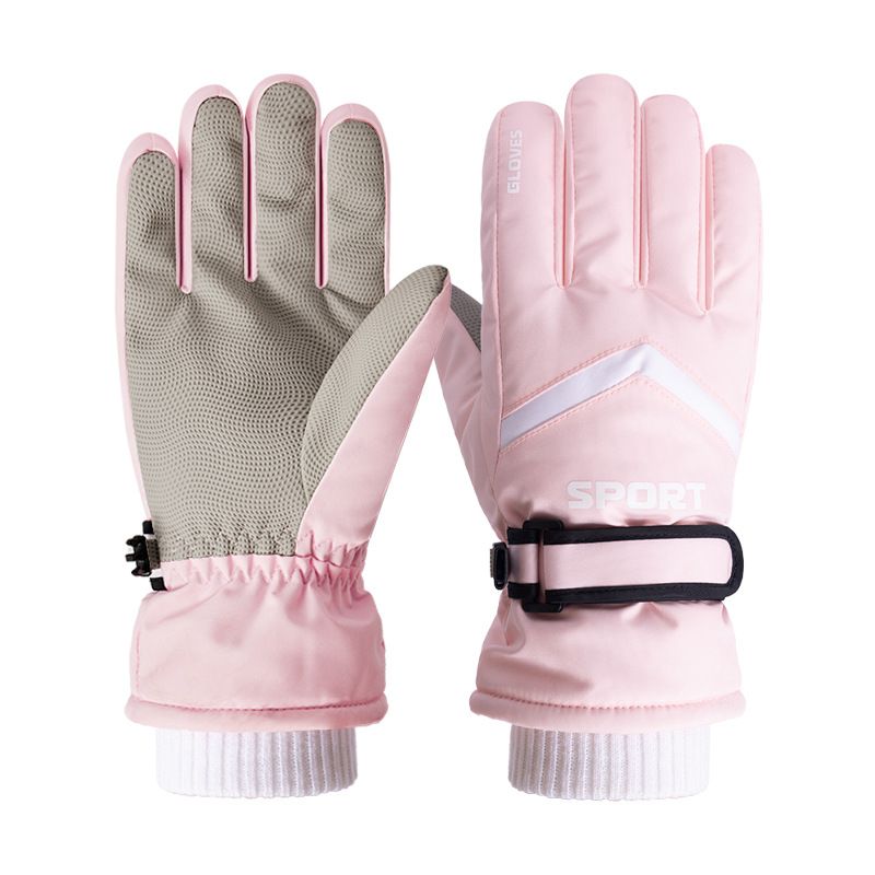 Winter men's and women's windproof and cold proof velvet warm gloves,Men's pink — image 1