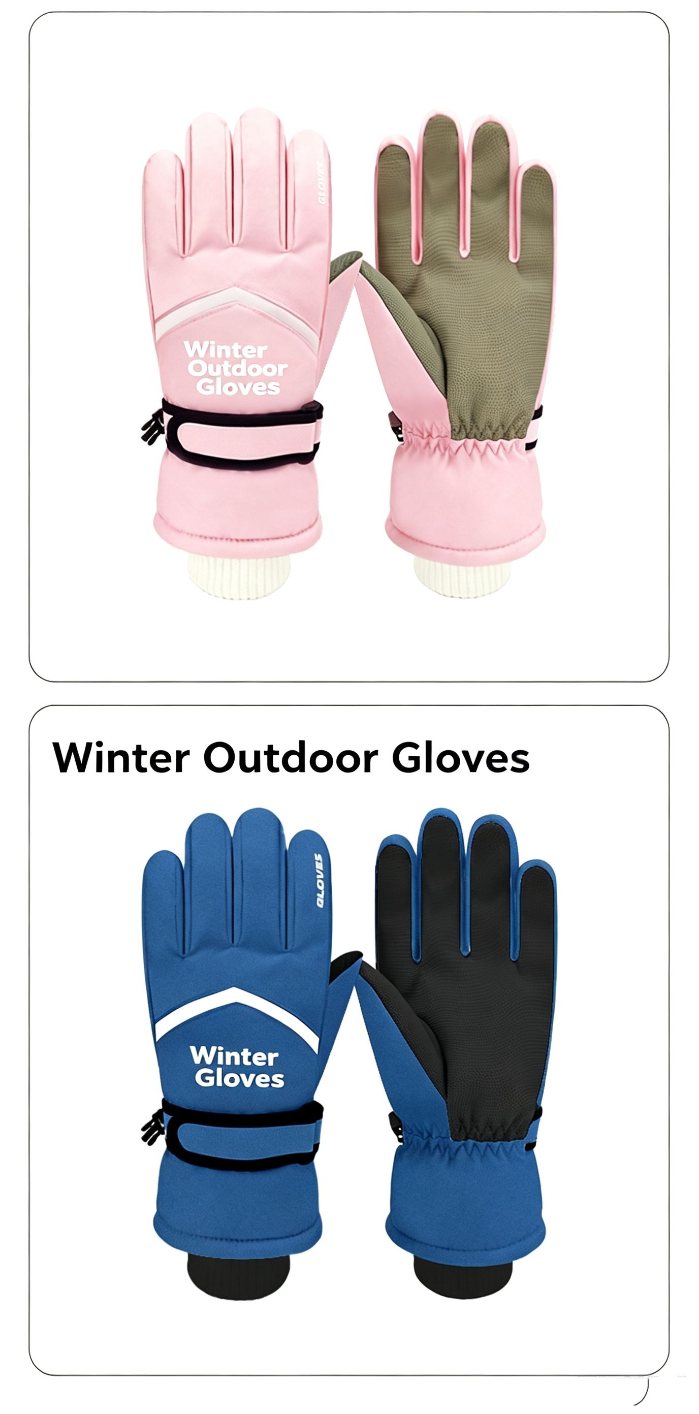 Winter men's and women's windproof and cold proof velvet warm gloves,Men's pink view 8