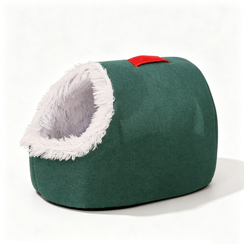 Winter thick and warm, portable plush pet nest,Large-green