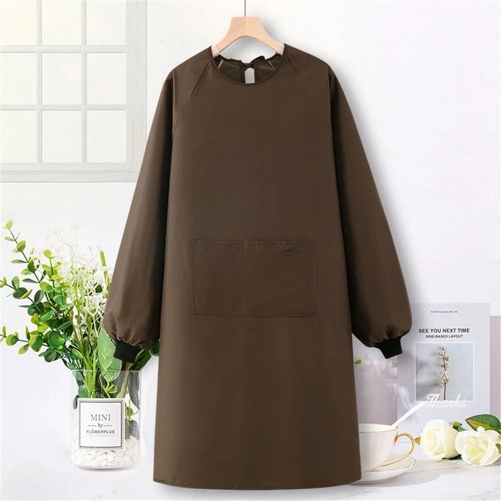Adults Long Sleeve Cooking Kitchen Apron Waterproof Artist Drawing Apron — image 1