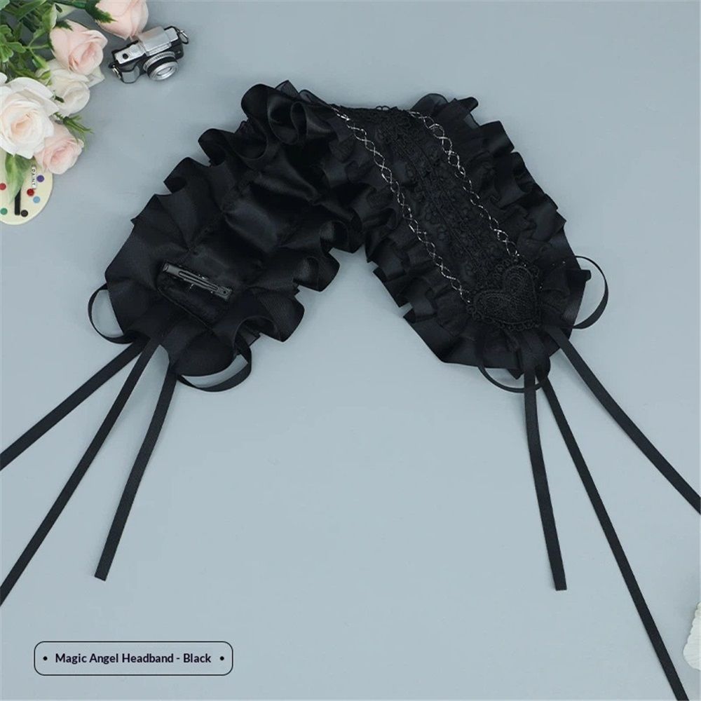 Women's Lolita Headband Black Lace Maid Hairband Hair Accessories Girls Gothic view 2