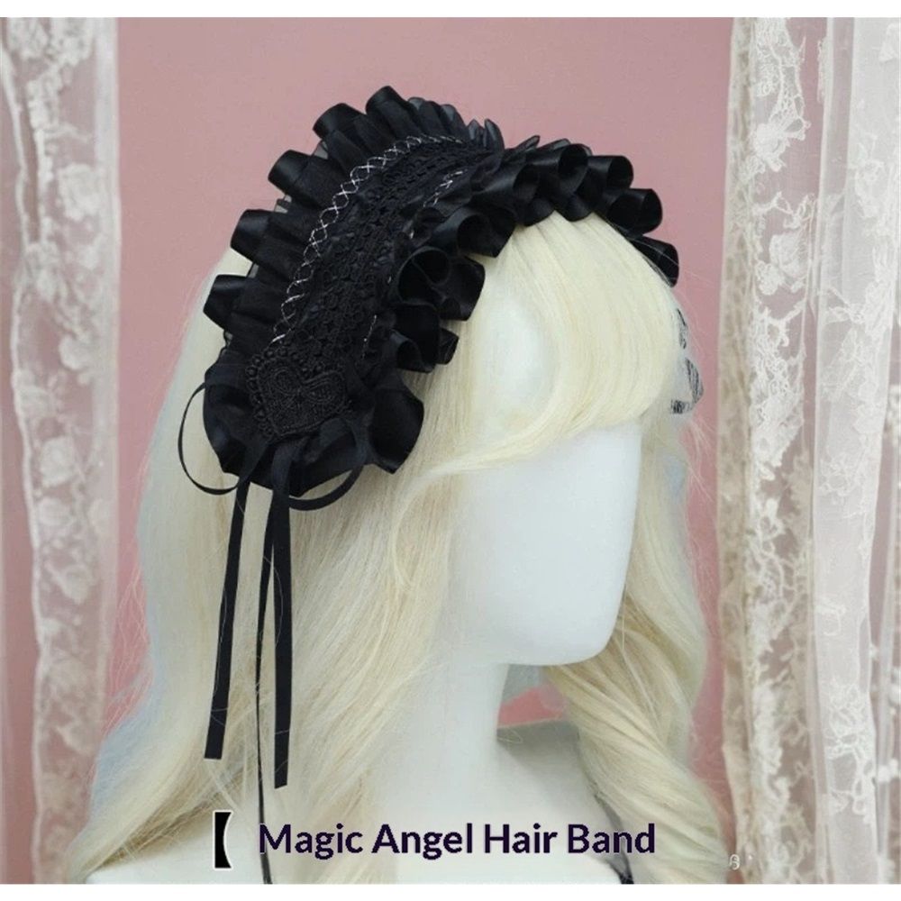 Women's Lolita Headband Black Lace Maid Hairband Hair Accessories Girls Gothic view 3