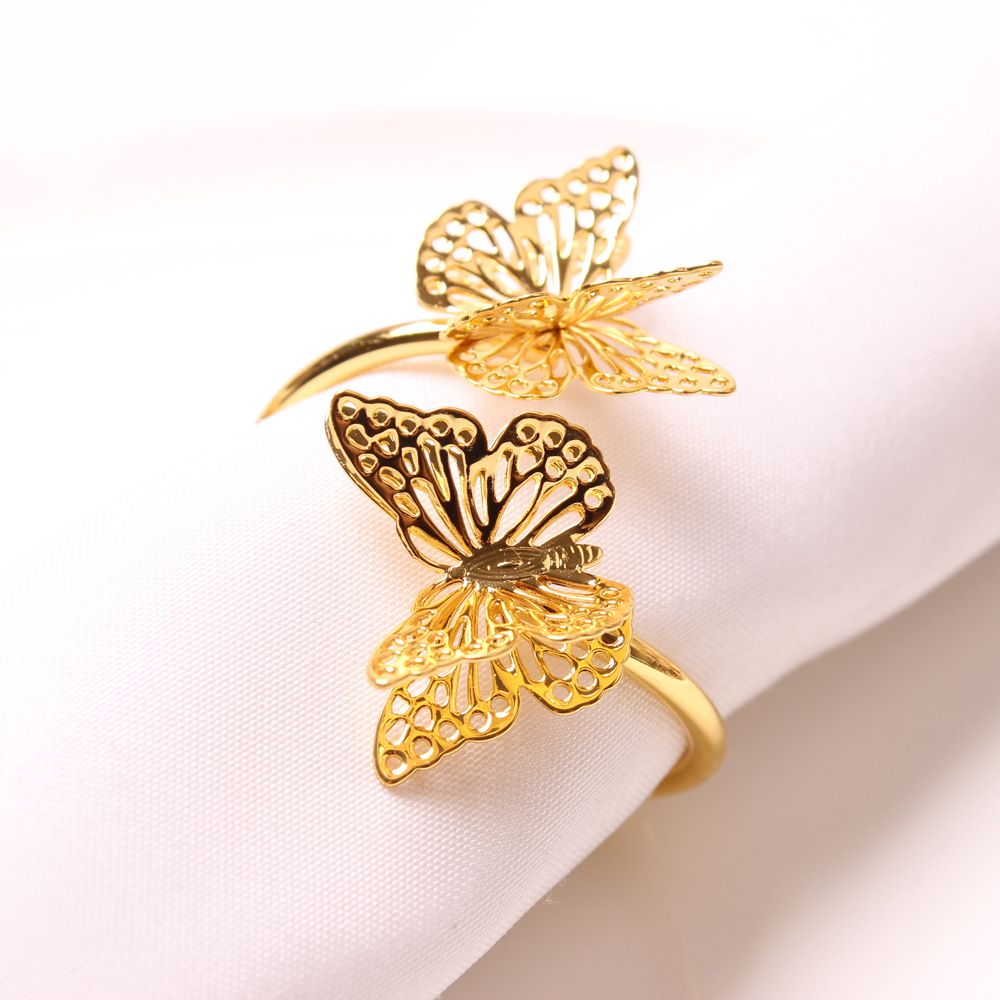 Napkin Rings Set of 8 Butterfly Metal Serviette Holder Buckles Napkin Rings view 4