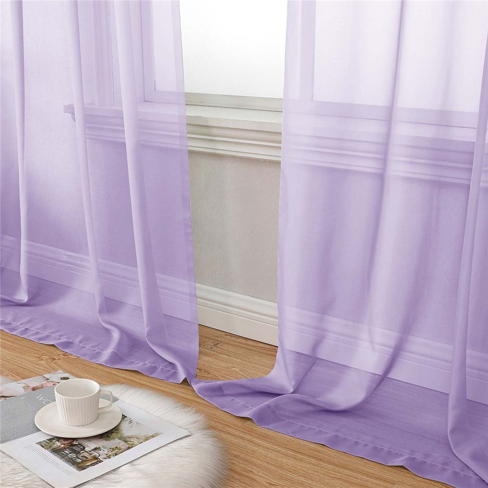 2 set Lavender Sheer Curtains 96 Inches Long view 4