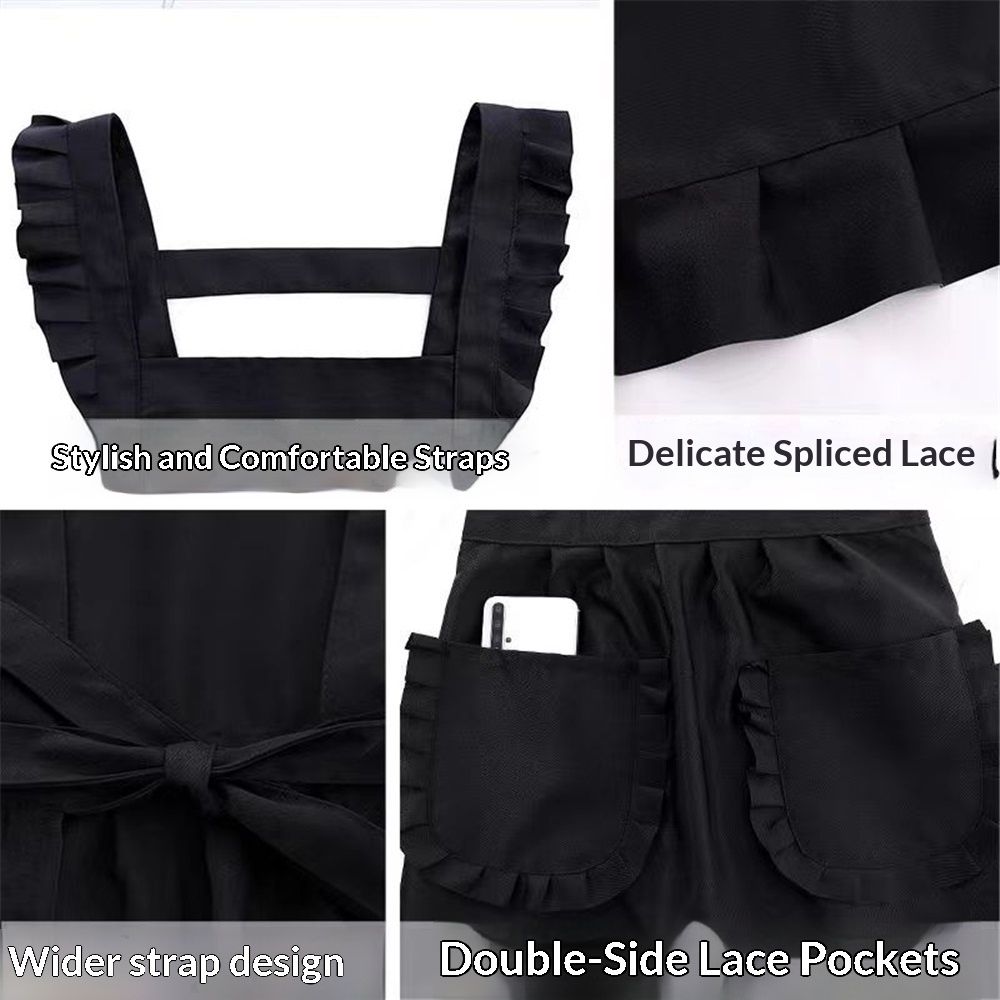 Apron for Women Girls Cross Back Kitchen Cooking Aprons with Pockets Vintage view 3