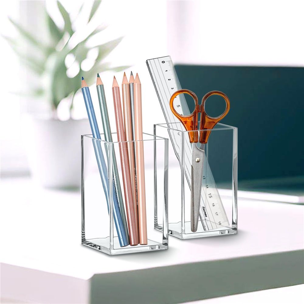 2-Pack Pen Holder, Acrylic Pen Holder, Clear Plastic Organizer for Office view 4