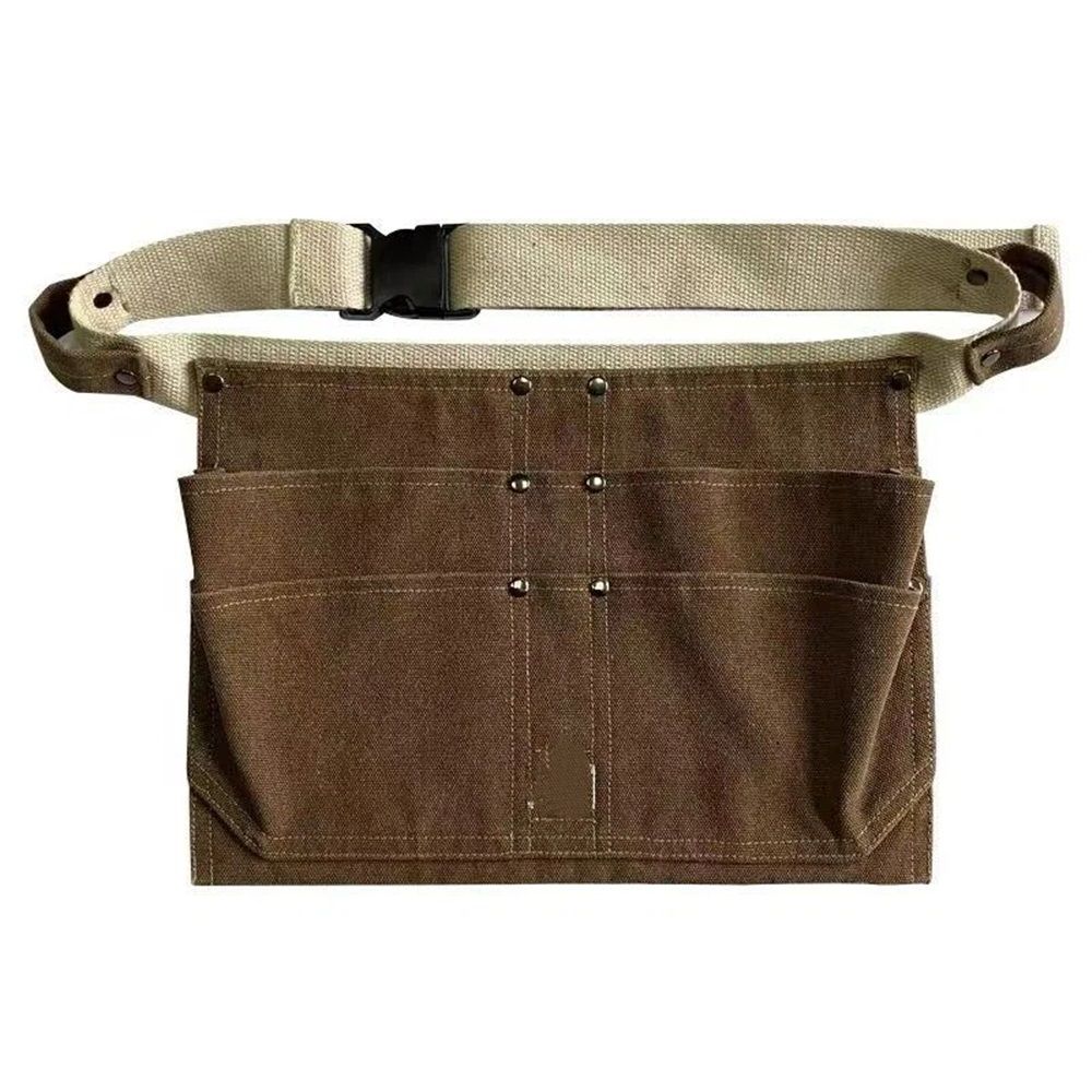 Tool Waist Apron, Heavy Duty Waxed Canvas Tool Belt, Waist Tool Belt with — image 1