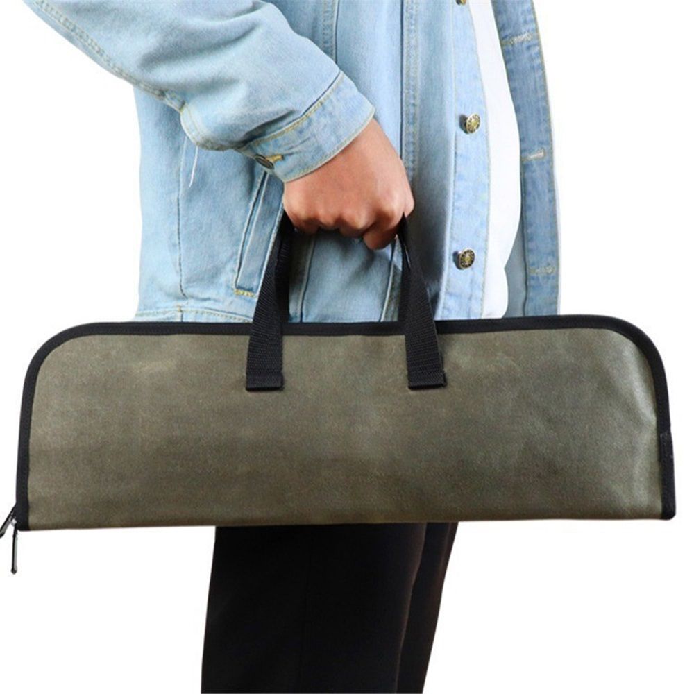 Knife Roll,Heavy Duty Knife Bag,Waxed Canvas knife Case with 4 Slots for view 4