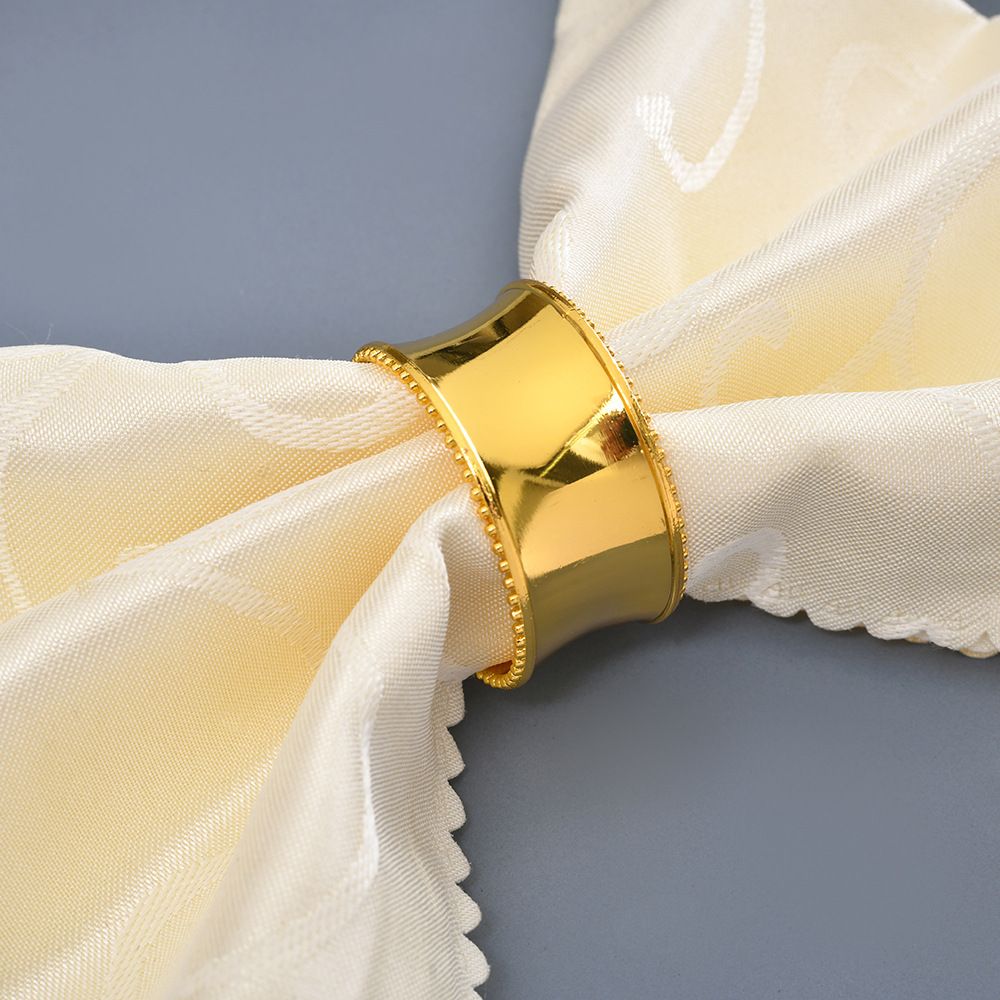 12 gold napkin ring set, metal napkin holder ring, exquisite holiday buckle view 2