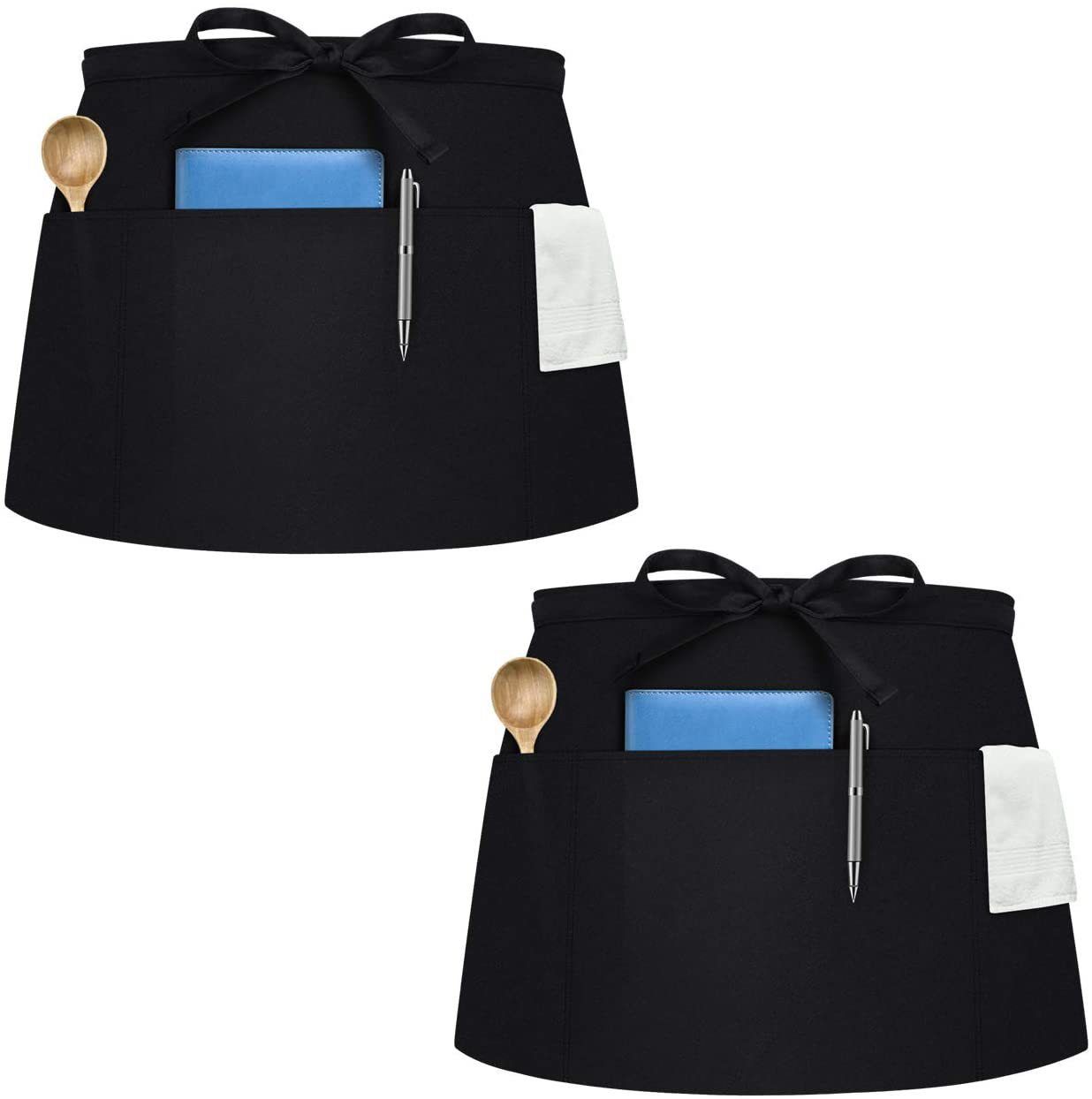 2pcs Waitress Apron with 3 Pockets view 3