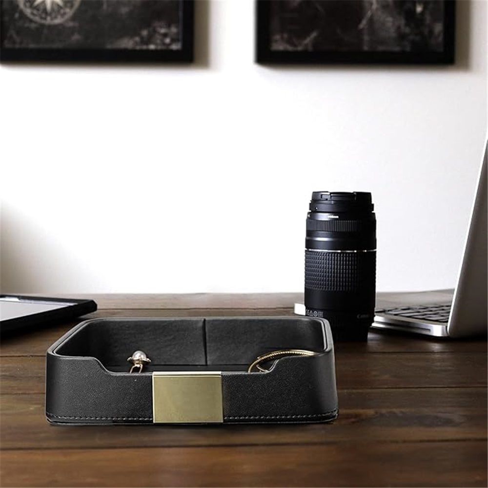 Leather tray desktop storage rack view 4