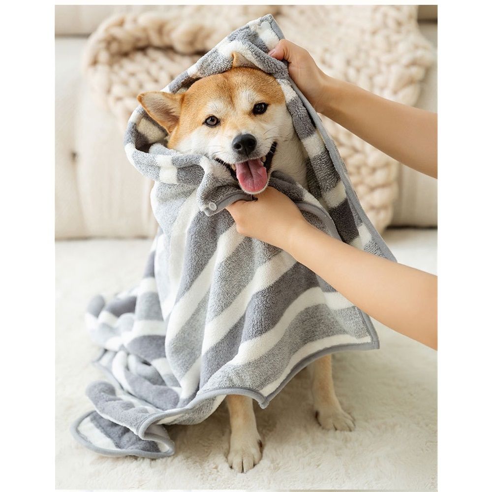 Coral fleece dog bathrobe towel view 4