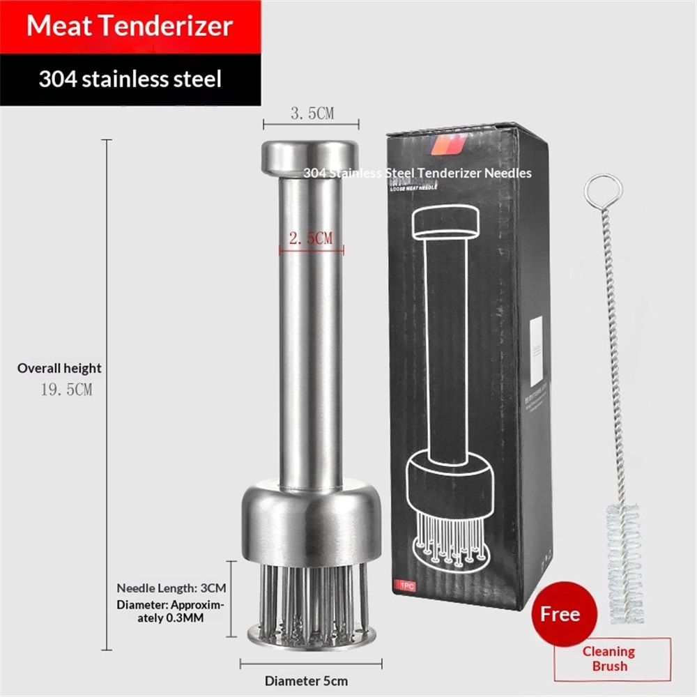 Meat Tenderizer Tool, Stainless Steel, with Needles & Retractable Safety view 3