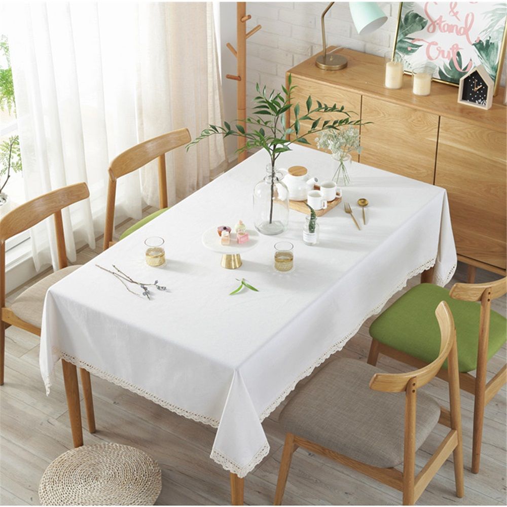 Heavy Tablecloth Soft Wrinkle Resistant Fabric with Decorative Fringe for view 3
