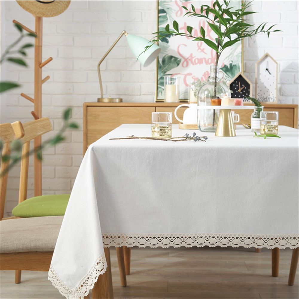 Heavy Tablecloth Soft Wrinkle Resistant Fabric with Decorative Fringe for view 4