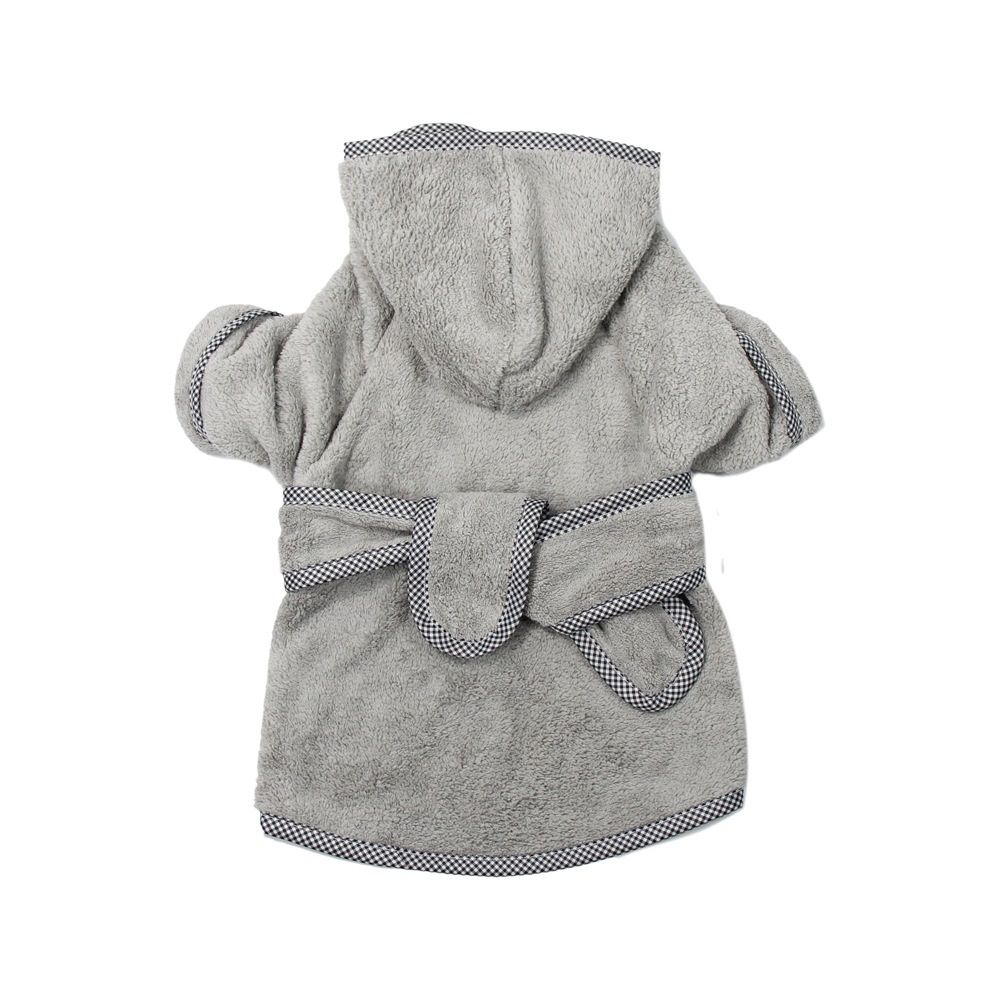 Dog Bathrobe, Microfiber Fast Drying Absorbent Hooded Bath Towel White for view 2