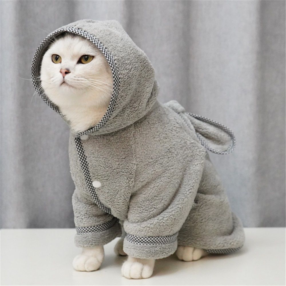 Dog Bathrobe, Microfiber Fast Drying Absorbent Hooded Bath Towel White for view 5