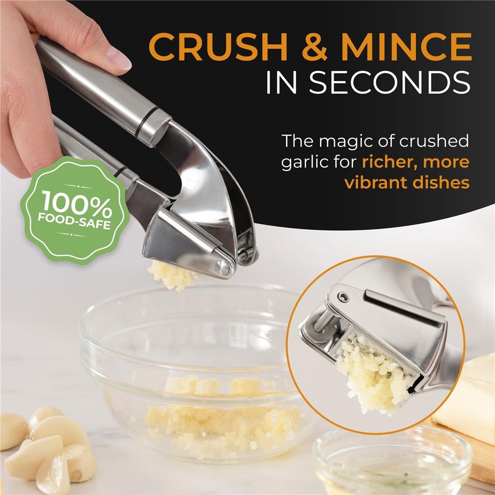 Garlic Press Stainless Steel - Premium Professional Grade Garlic Mincer view 5