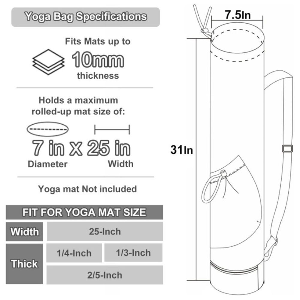 Yoga Mat Bag with Water Bottle Pocket and Bottom Wet Pocket view 4