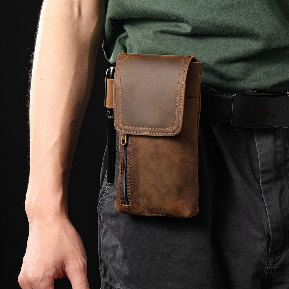 Phone Holster Case with Belt Clip Genuine Leather Belt Pouch Cell Phone Holder Fit view 5