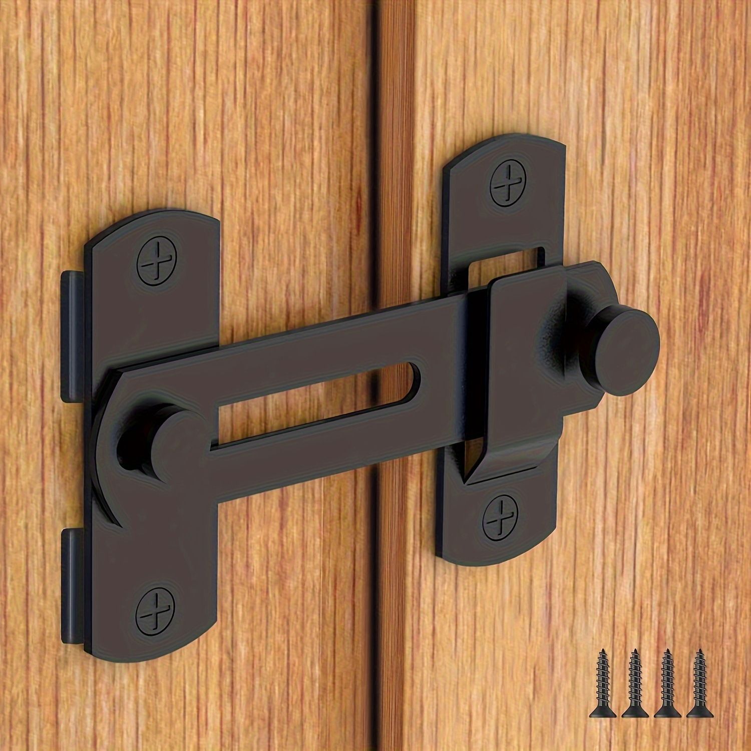 2 Packs Black Enhanced Security Flip Latch Lock - Heavy-Duty Sliding and Swing view 3