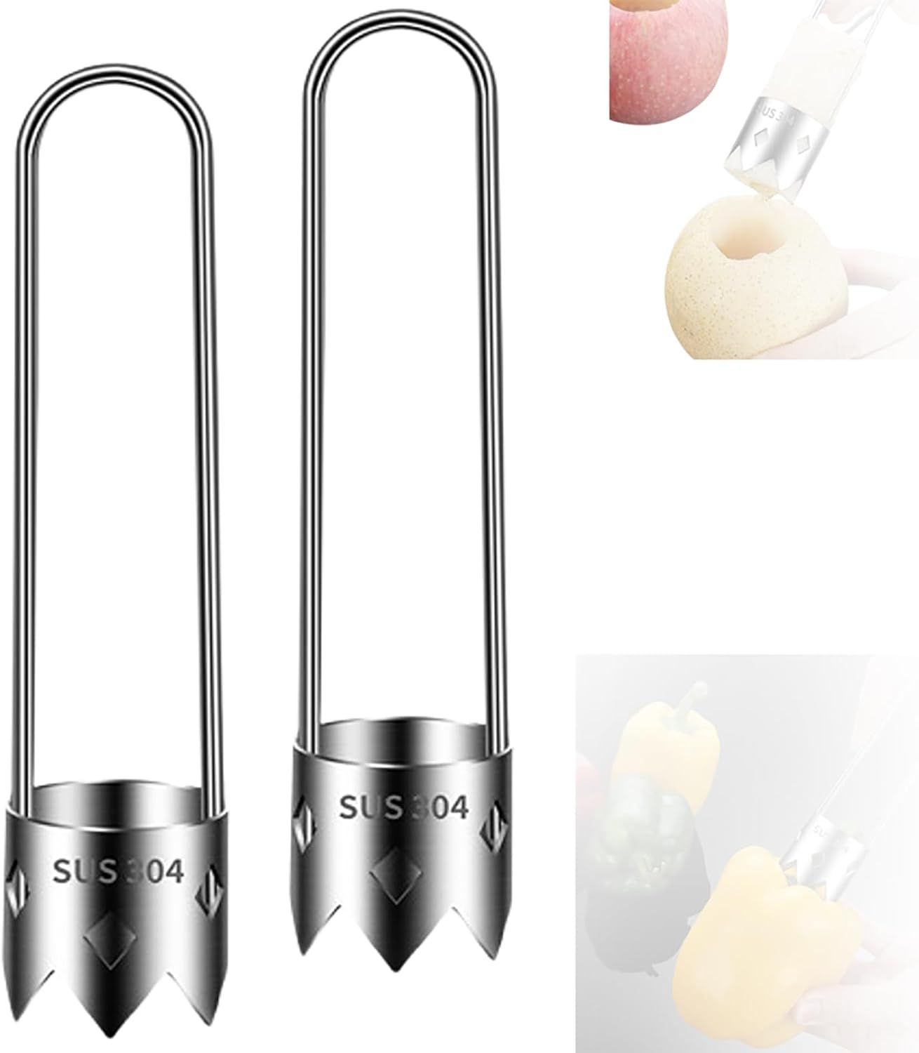 2pcs Fruit Core Remover - Stainless Corer - Cabbage Onion Cucumber Corers