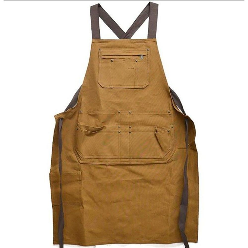 Waxed Canvas Apron - Full-Body Canvas Work Apron –– Utility DIY Accessory & — image 1