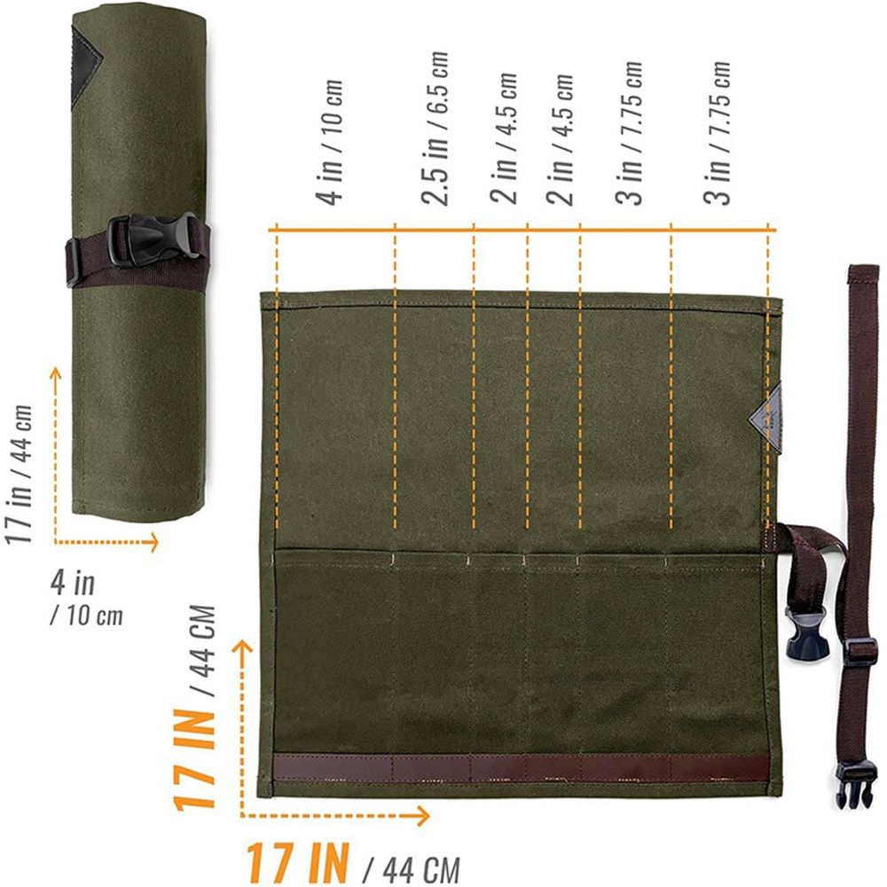Chef’s Knife Roll Case, Waxed Canvas Cutlery Knives Holders Protectors, Home view 5