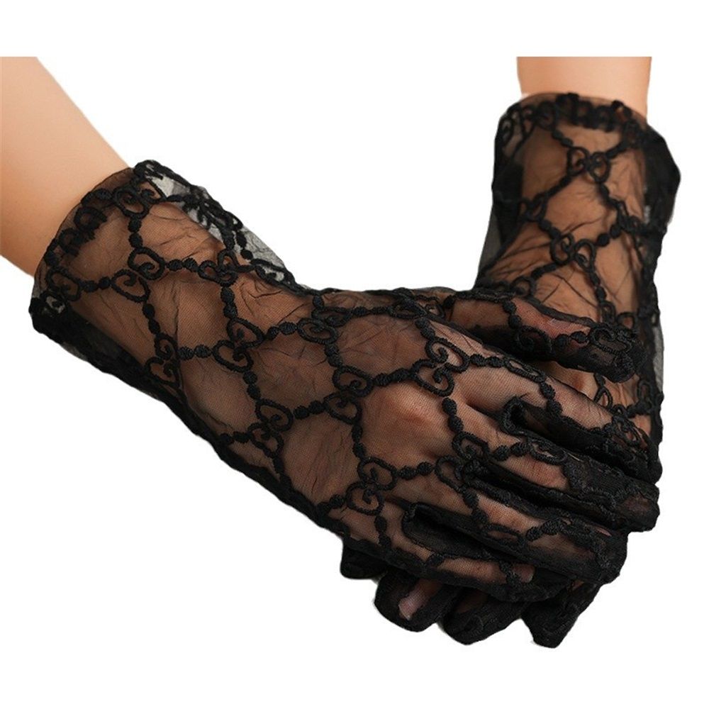 Women's Long Wedding Gloves Lace Transparent Hard Yarn Embroidery Opera