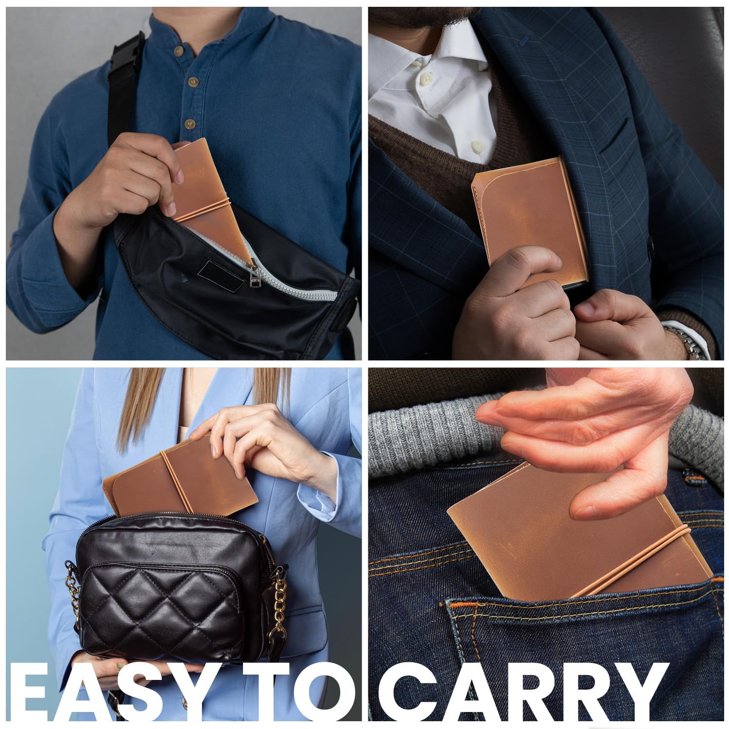Leather Passport Holder with Travel Wallet view 3