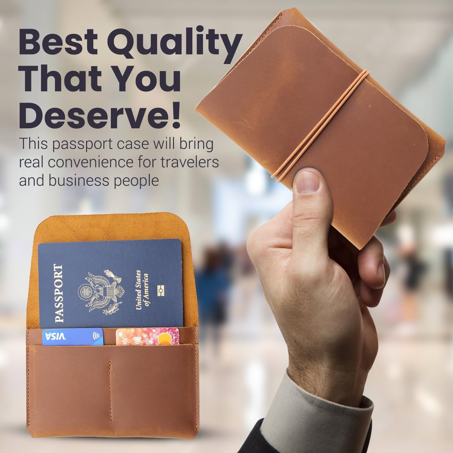 Leather Passport Holder with Travel Wallet view 4