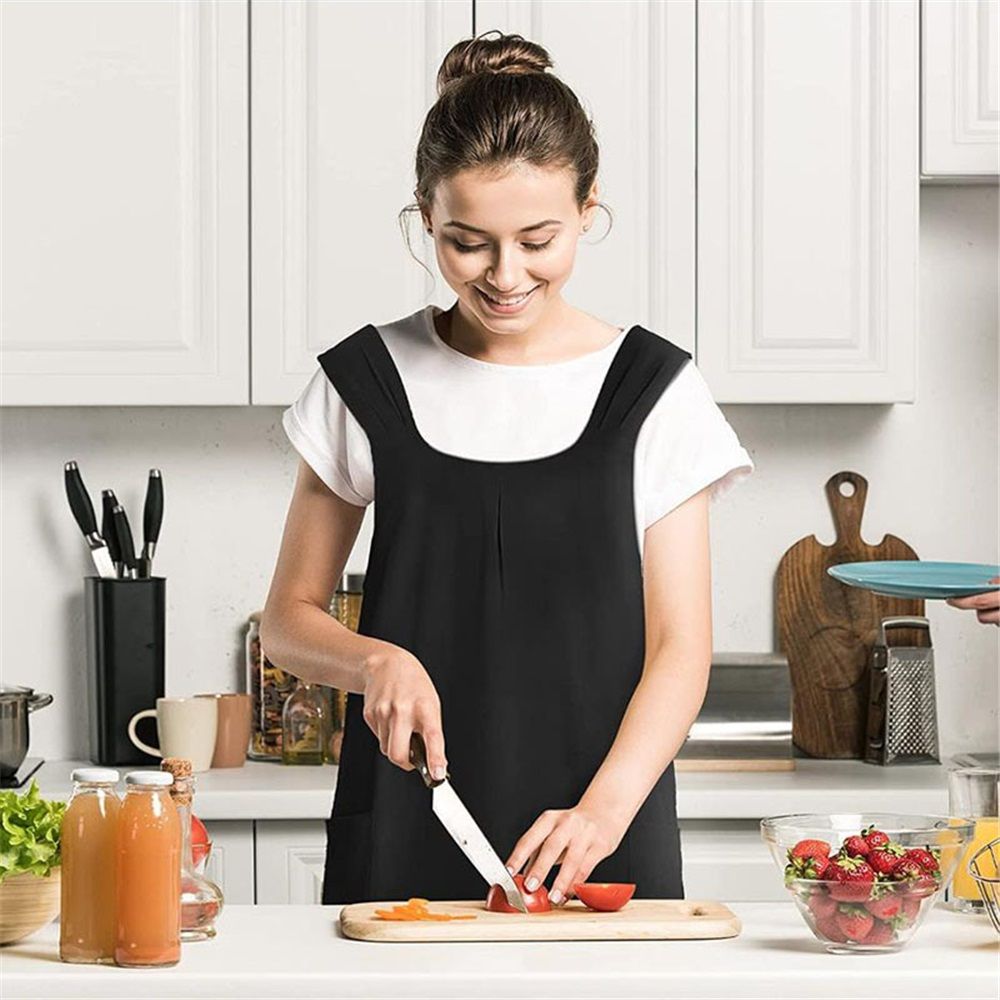 Apron Halter Cross Back Bandage X Shape Aprons Two Pockets Apron for Women view 3