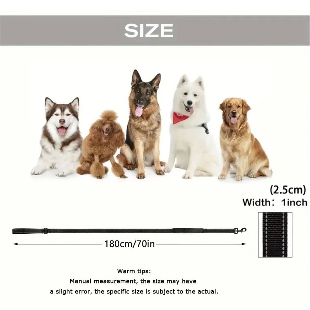 Pet rope, traffic pad dual handle, heavy-duty, reflective dual handle lead view 5