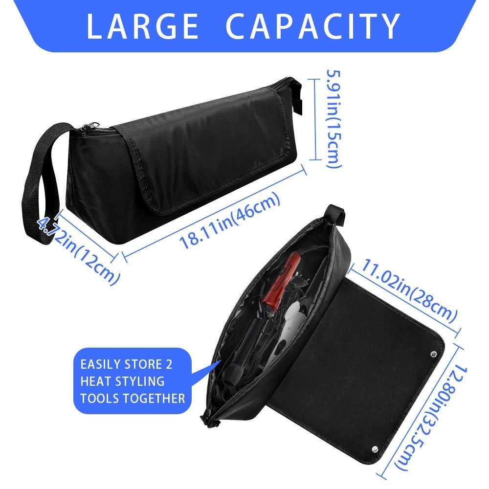 Hair Tools Travel Bag with Heat Resistant Mat - Hair Tool Organizer Case for view 4