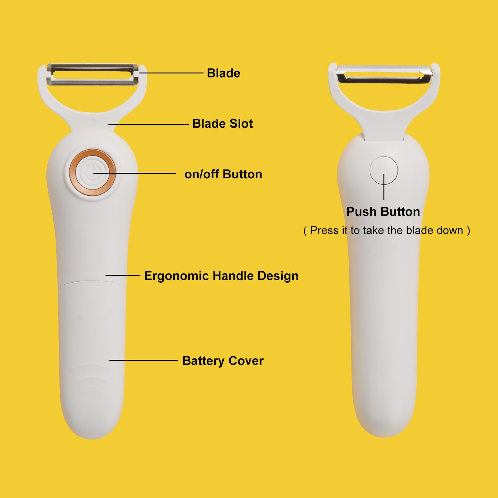 Electric Potato Peeler, Handheld Electric Vegetables and Fruit Peeler 3-in-1 view 2