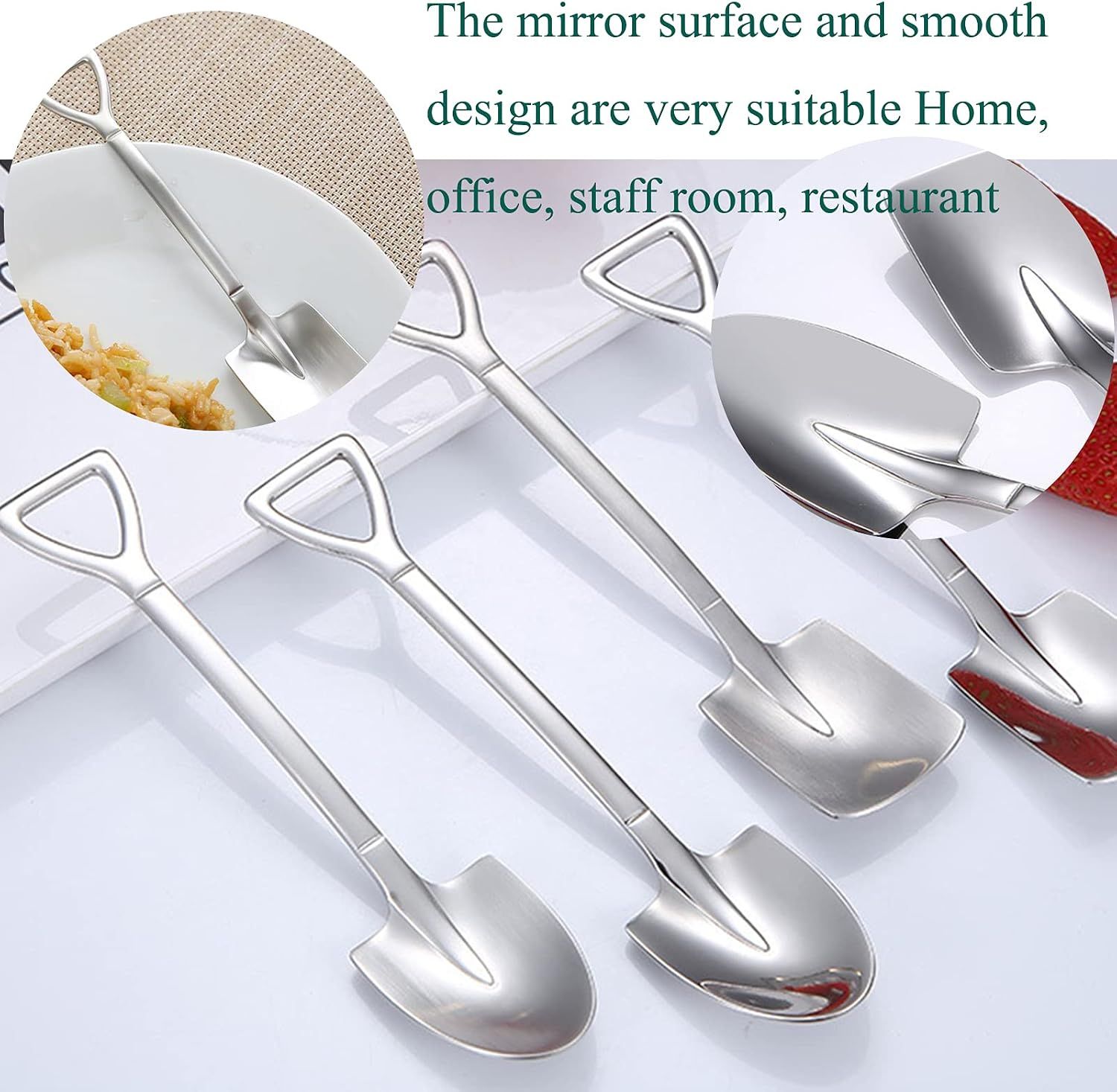 4-sets Creative Spoon Stainless Steel Shovel Spoons for Desserts Ice Cream view 5