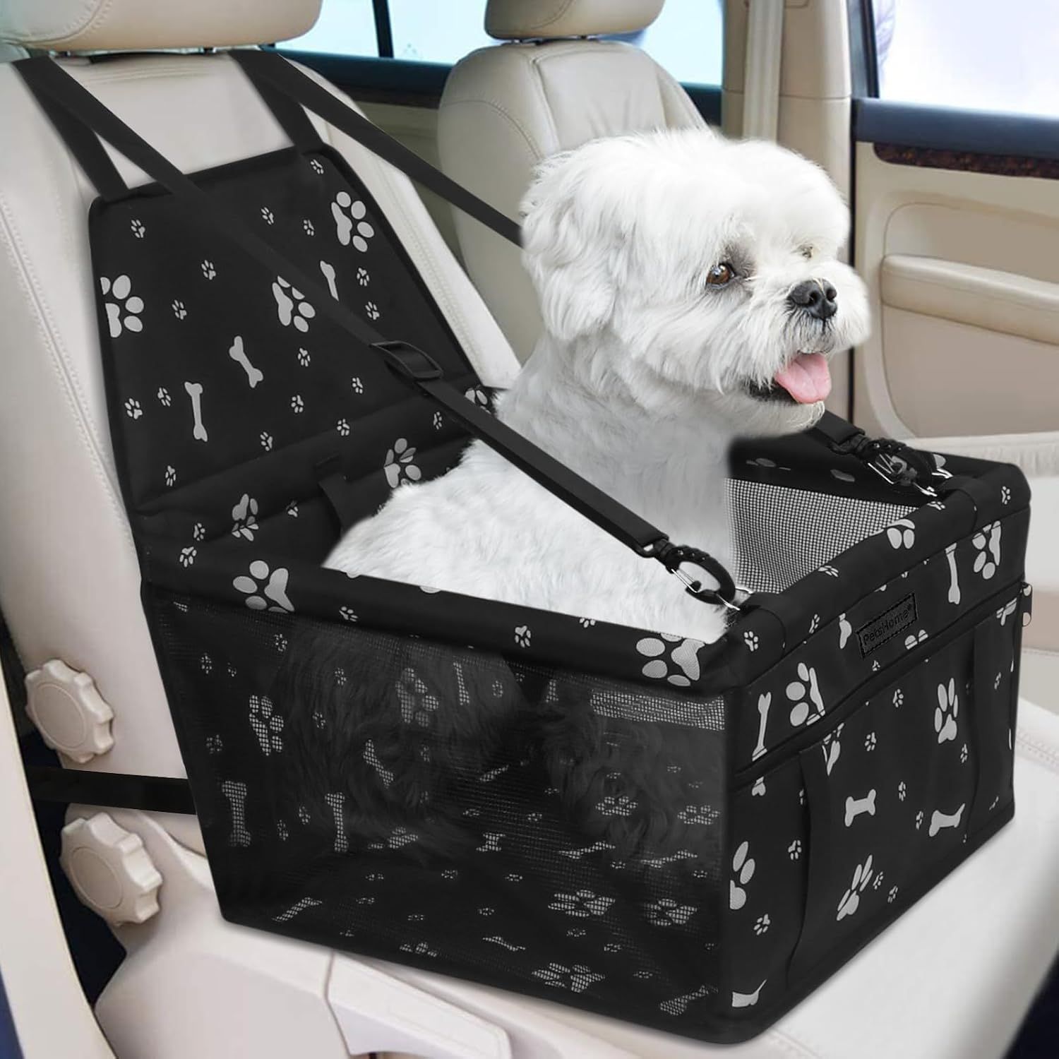 Dog Car Seat, Foldable Dog Car Booster Seat Waterproof Breathable Oxford — image 1