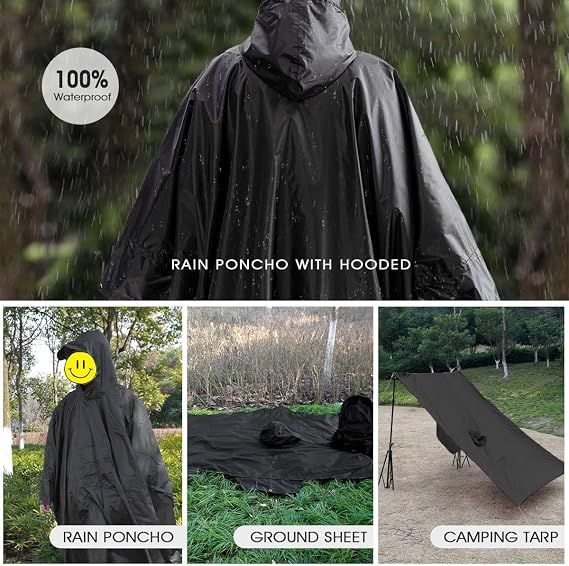 Hooded Rain Poncho for Adult with Pocket view 4