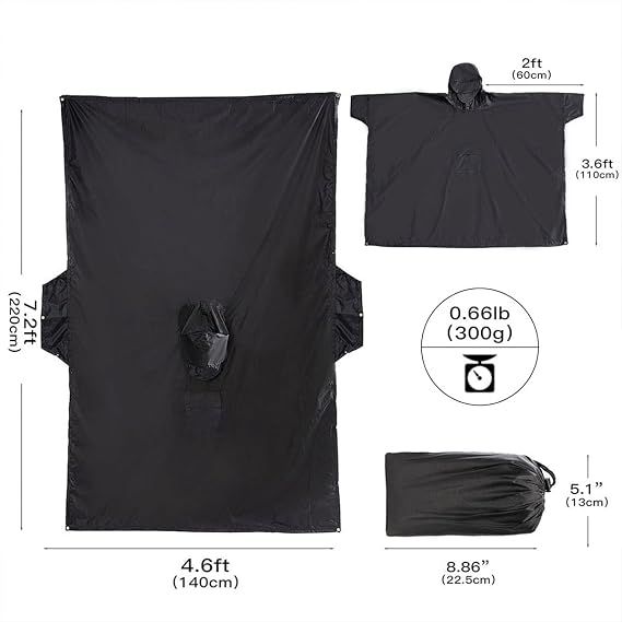 Hooded Rain Poncho for Adult with Pocket view 5