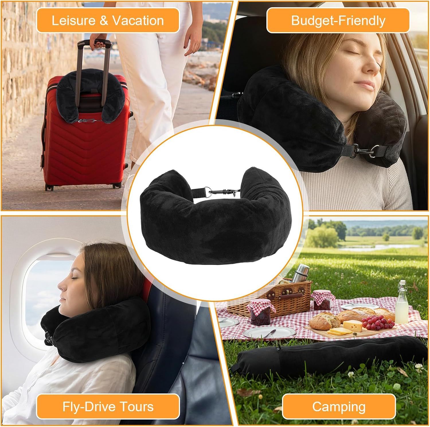 Stuffable Travel Pillow, Velvet Neck Pillow for Travel Stuffed with Clothes view 4
