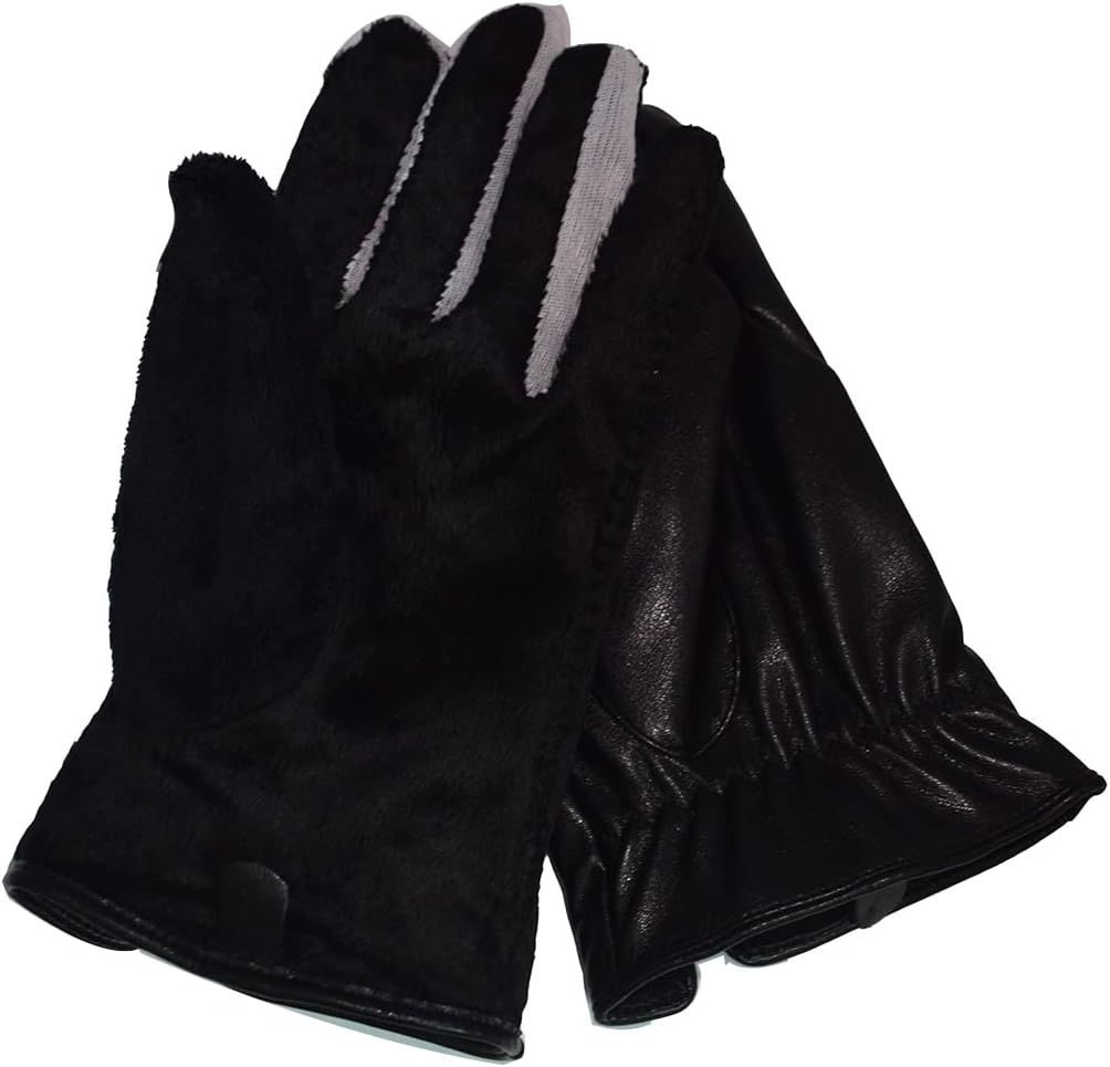 Men’s Winter Autumn Black Brown Smooth PU Leather Plus Thick Velvet Touch view 4