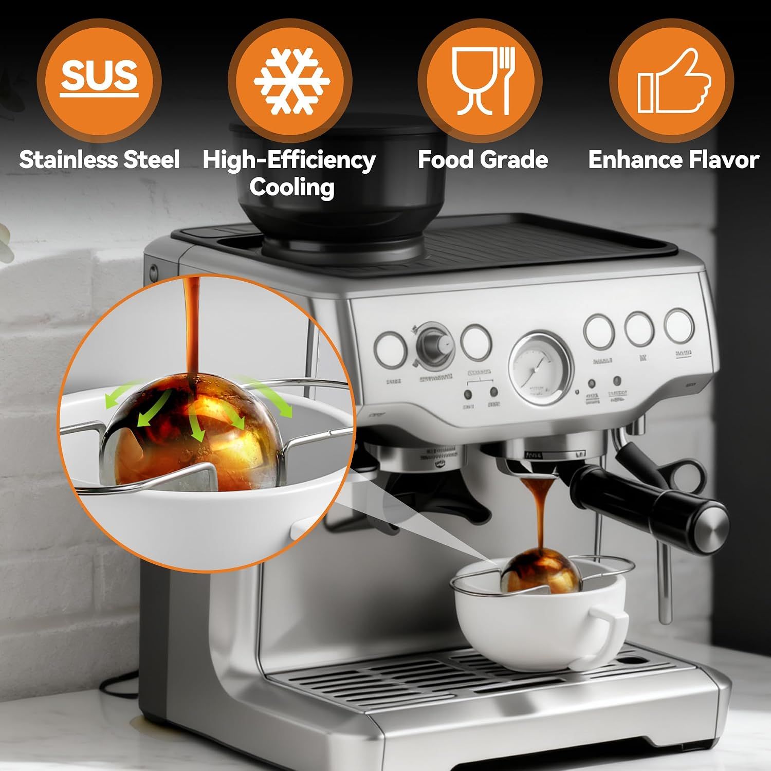 Upgrade 2 Pack Espresso Frozen Ball for Espresso Coffee view 3