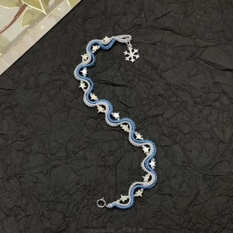 Blue Star Moon Handmade Braided Bracelet: A Timeless Gift for Her Valentine's view 2