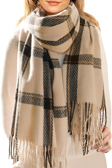Winter Scarf for Women Shawl Soft Tassel Plaid Large Oversized Scarves Wraps — image 1
