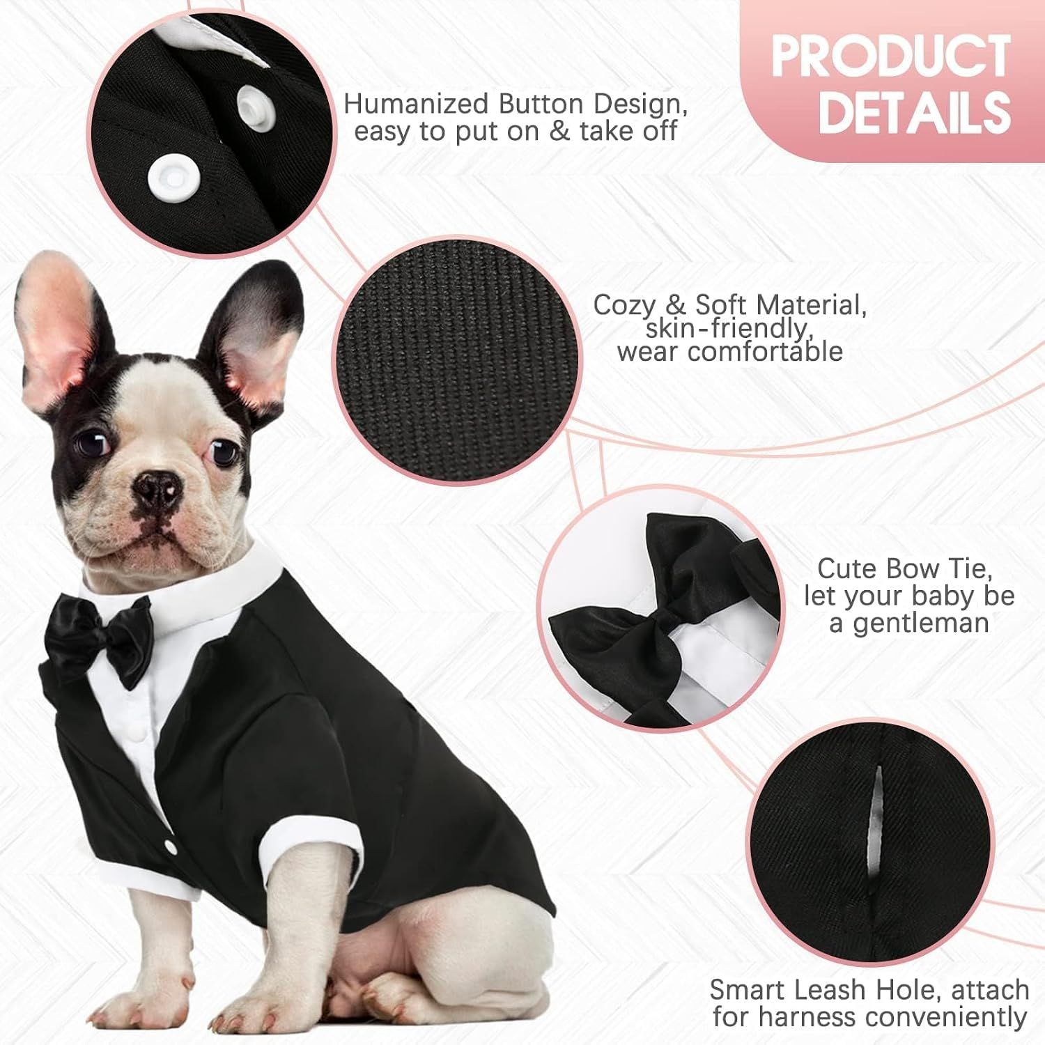 Dog Tuxedo,Dog Wedding Suit with Bow Tie Formal Dogs Tux Pet Wedding Party view 3