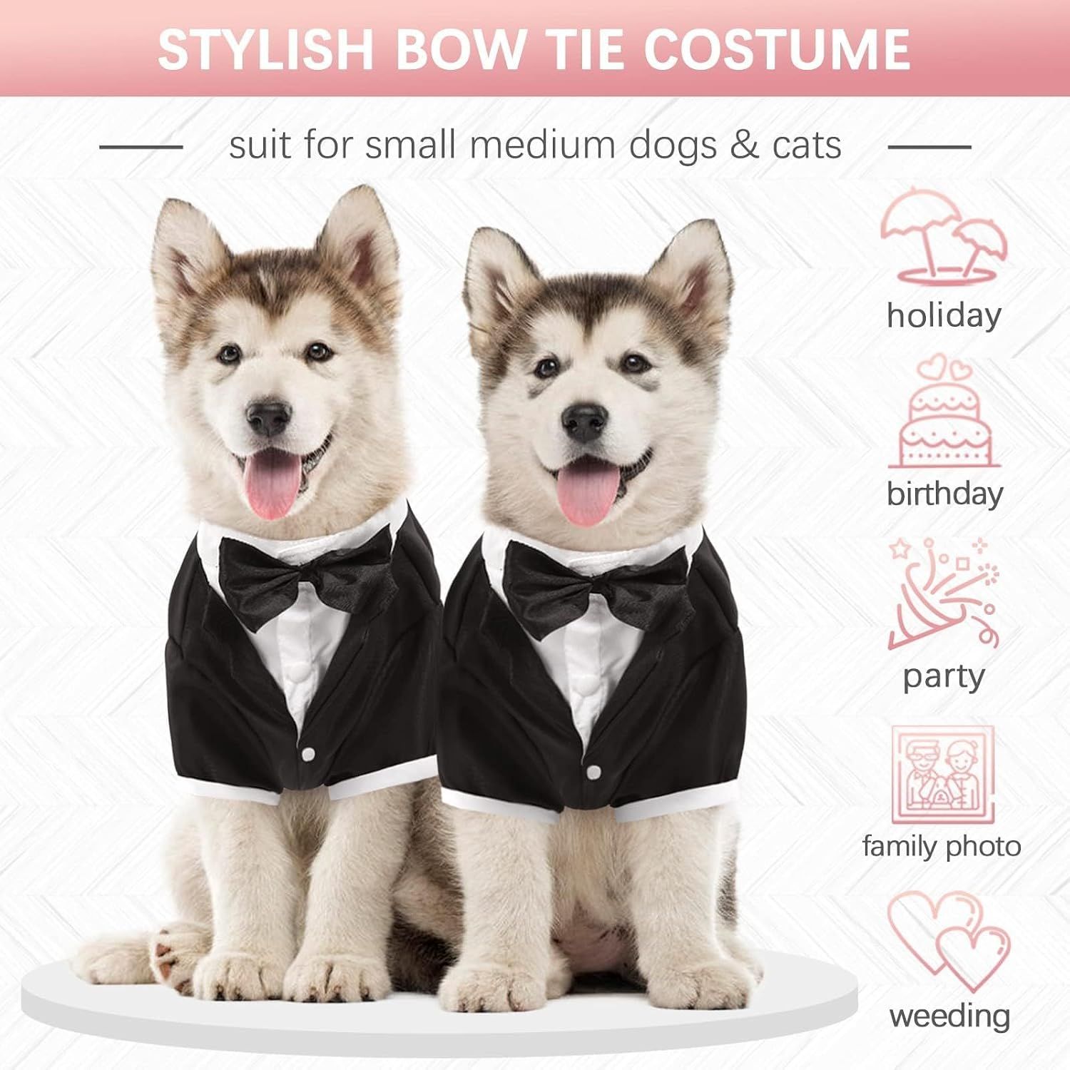 Dog Tuxedo,Dog Wedding Suit with Bow Tie Formal Dogs Tux Pet Wedding Party view 4