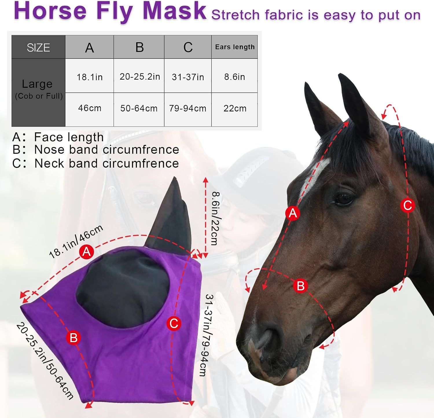 Fly Masks for Horses with Ears Set of 3 view 2