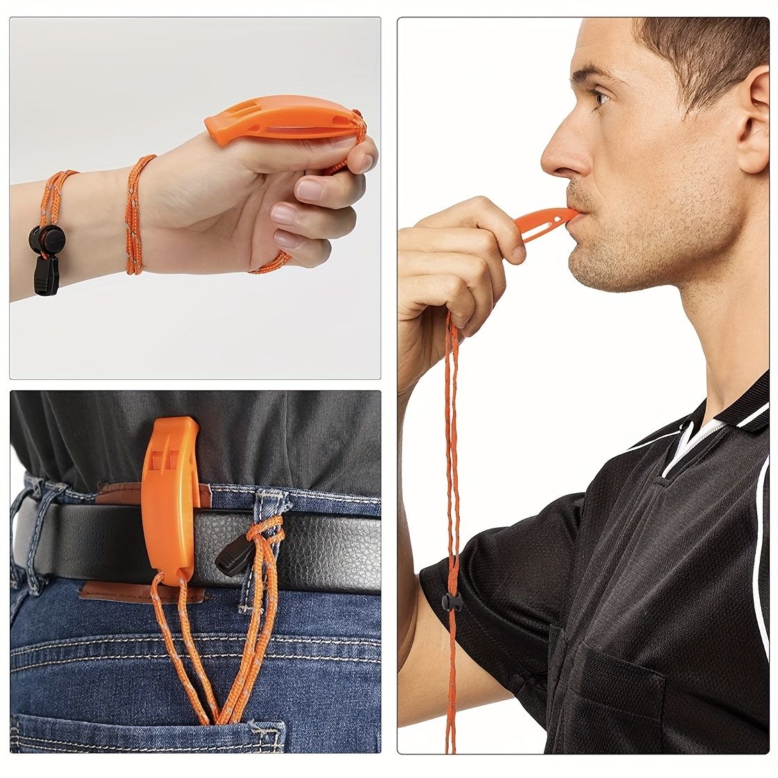 2pcs PP Material Dual-Chamber Emergency Whistle with Lanyard for Safety Camping view 4
