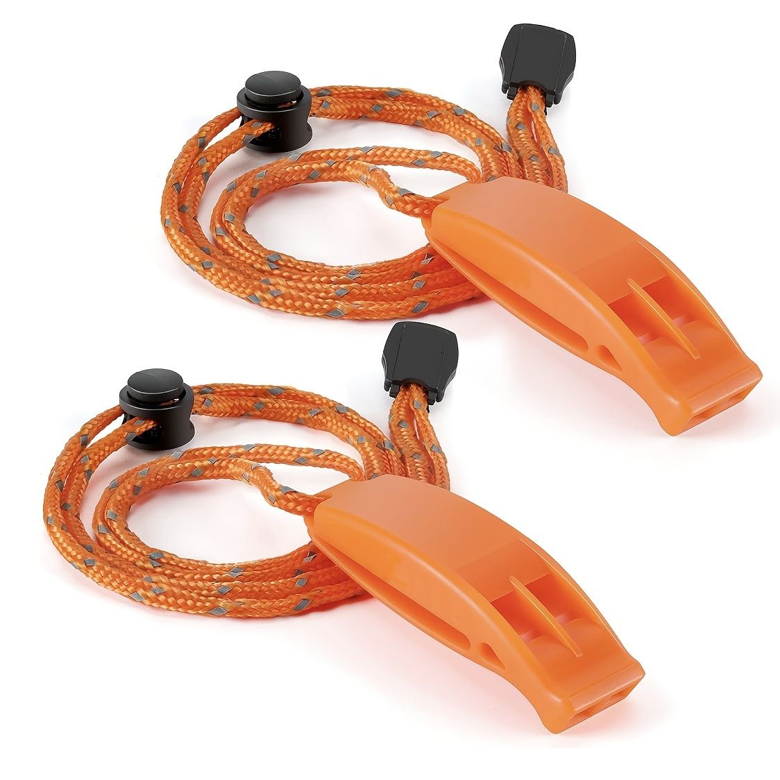2pcs PP Material Dual-Chamber Emergency Whistle with Lanyard for Safety Camping view 2